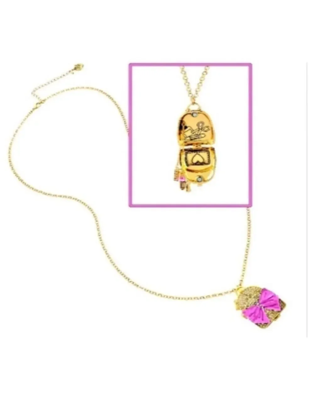 𝅺Betsey Johnson Back To Cool Backpack Locket Charm Necklace New